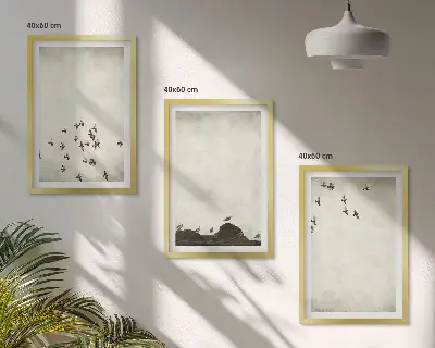 Birds in Flight Minimalist Wall Art three-piece set