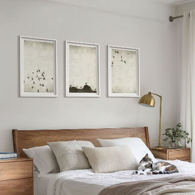 Three-piece wall art piece Birds in flight minimalist style