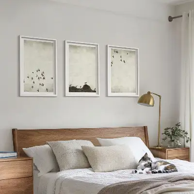 Birds in Flight Minimalist Wall Art three-piece set