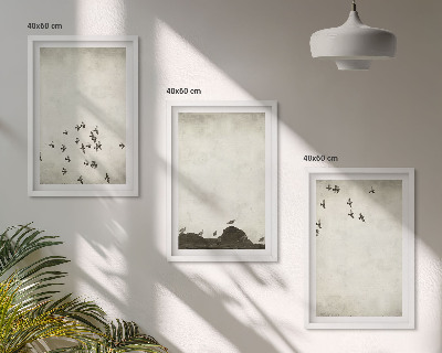 Three-piece wall art piece Birds in flight minimalist style