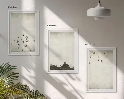 Birds in Flight Minimalist Wall Art three-piece set