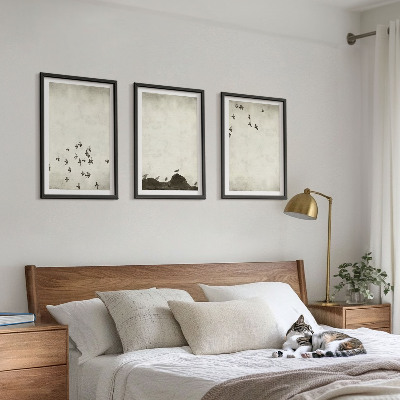 Three-piece wall art piece Birds in flight minimalist style