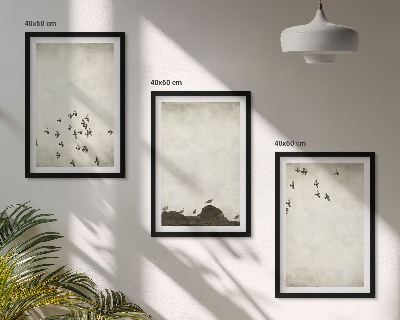 Three-piece wall art piece Birds in flight minimalist style