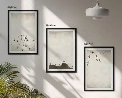 Birds in Flight Minimalist Wall Art three-piece set