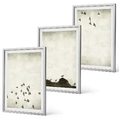 Birds in Flight Minimalist Wall Art three-piece set