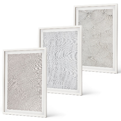 Set of 3 framed wall art pieces Sand patterns geometric structures