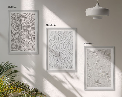 Set of 3 framed wall art pieces Sand patterns geometric structures