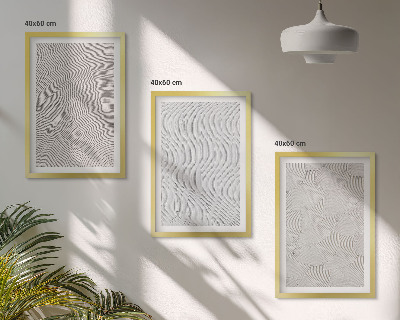 Set of 3 framed wall art pieces Sand patterns geometric structures