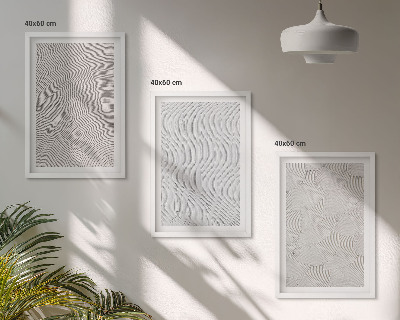 Set of 3 framed wall art pieces Sand patterns geometric structures