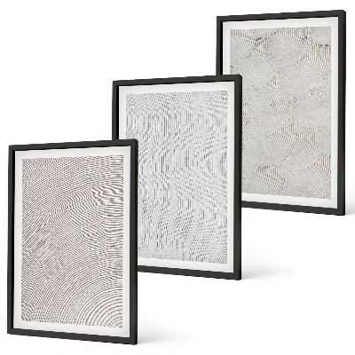 Set of 3 framed wall art pieces Sand patterns geometric structures