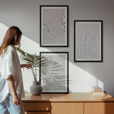 Set of 3 framed wall art pieces Sand patterns geometric structures