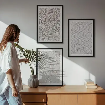 Sand patterns geometric wall art set of 3 framed pieces