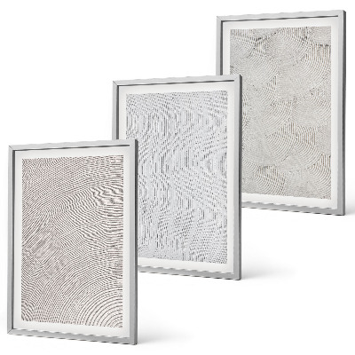 Set of 3 framed wall art pieces Sand patterns geometric structures