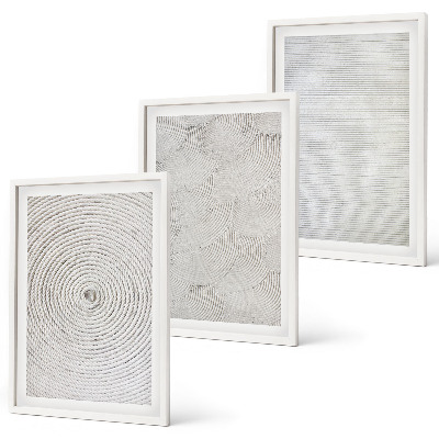 Three-piece wall art piece Geometric cardboard patterns