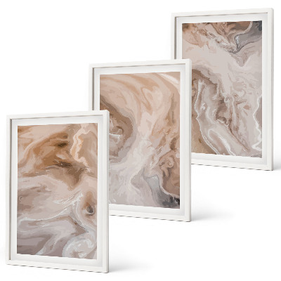 Set of 3 framed wall art pieces Marble abstract textures