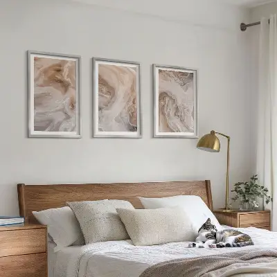 Marble abstract textures wall art set of 3 framed pieces