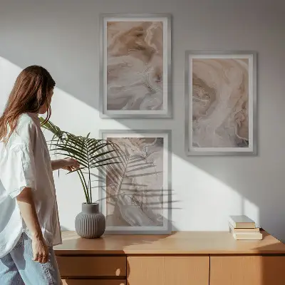 Marble abstract textures wall art set of 3 framed pieces
