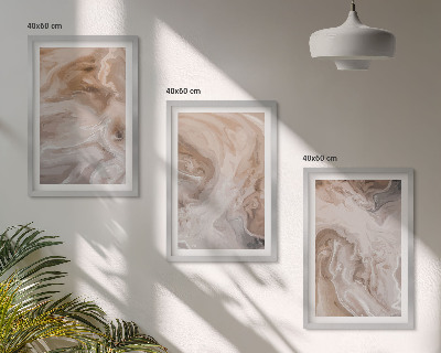 Set of 3 framed wall art pieces Marble abstract textures
