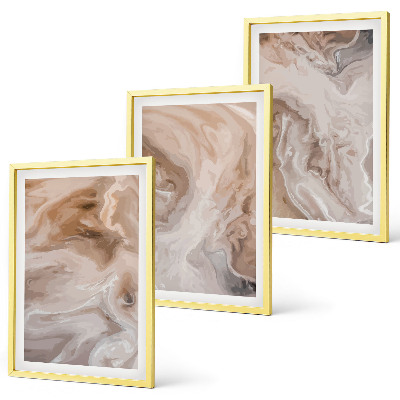 Set of 3 framed wall art pieces Marble abstract textures