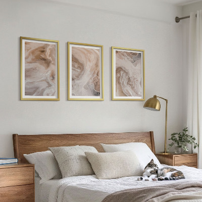 Set of 3 framed wall art pieces Marble abstract textures