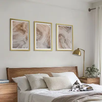 Marble abstract textures wall art set of 3 framed pieces