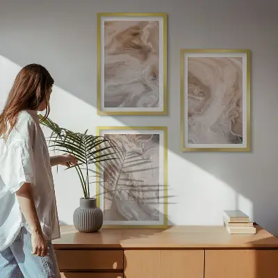 Marble abstract textures wall art set of 3 framed pieces