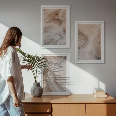 Marble abstract textures wall art set of 3 framed pieces