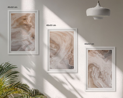 Set of 3 framed wall art pieces Marble abstract textures
