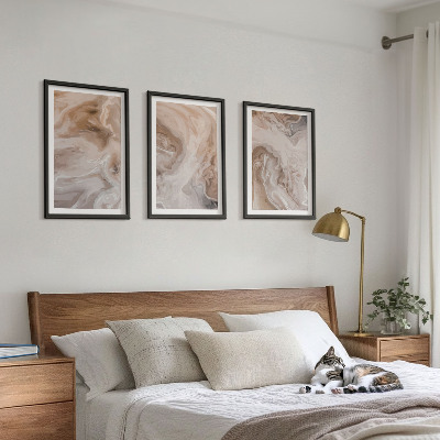 Set of 3 framed wall art pieces Marble abstract textures