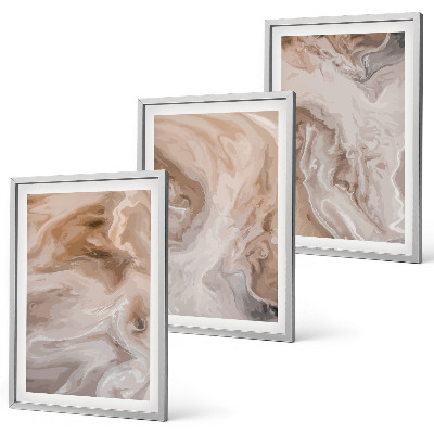 Set of 3 framed wall art pieces Marble abstract textures