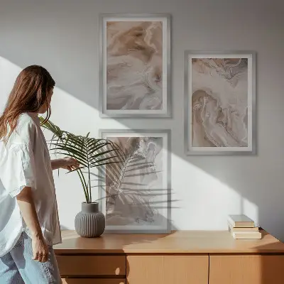 Wall art set abstract marble stone design