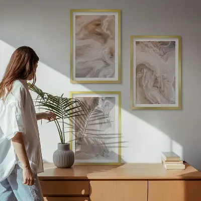 Wall art set abstract marble stone design