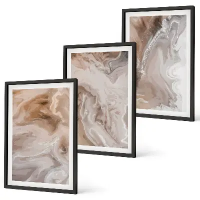 Wall art set abstract marble stone design