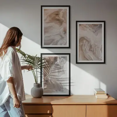 Wall art set abstract marble stone design