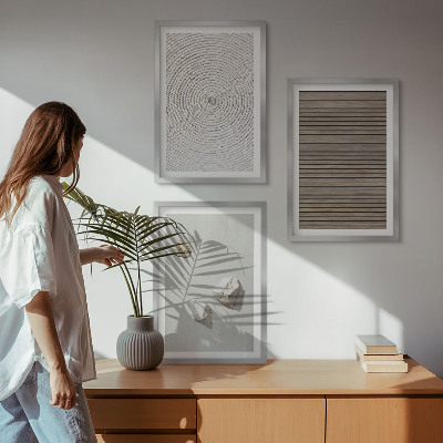 Three-piece wall art piece Natural textures wood stone