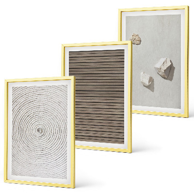 Three-piece wall art piece Natural textures wood stone