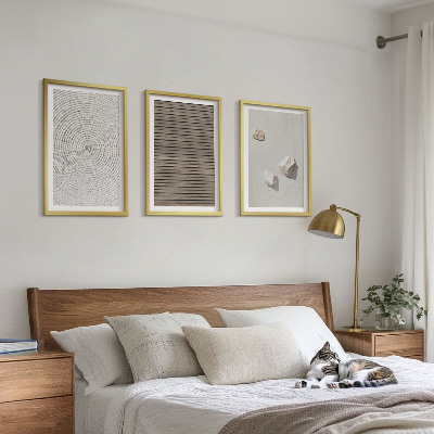 Three-piece wall art piece Natural textures wood stone