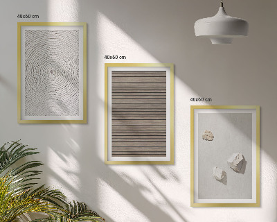 Three-piece wall art piece Natural textures wood stone
