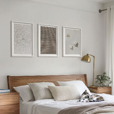 Three-piece wall art piece Natural textures wood stone