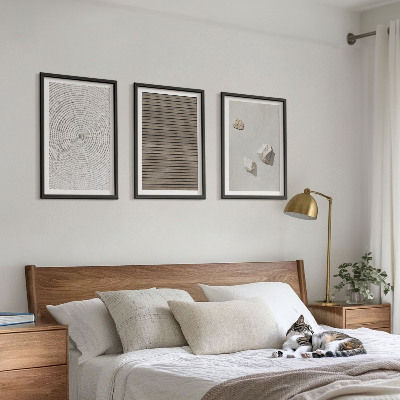 Three-piece wall art piece Natural textures wood stone