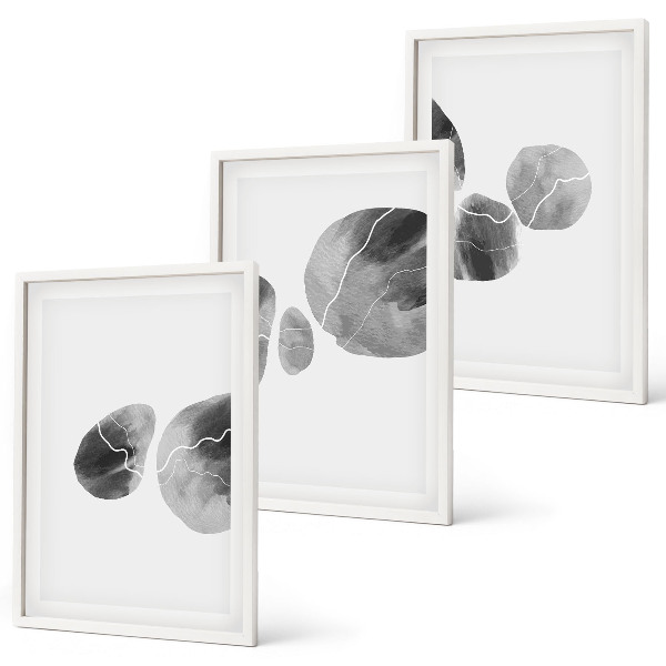 Set of 3 framed wall art pieces Abstract art paint splashes