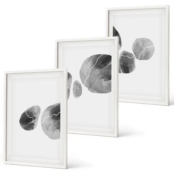 Abstract art paint splashes set of 3 framed wall art pieces