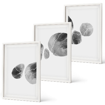 Set of 3 framed wall art pieces Abstract art paint splashes