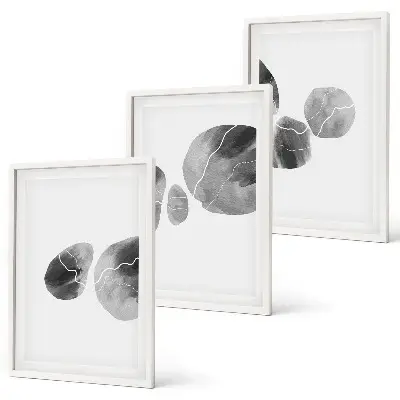 Abstract art paint splashes set of 3 framed wall art pieces