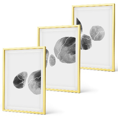 Set of 3 framed wall art pieces Abstract art paint splashes