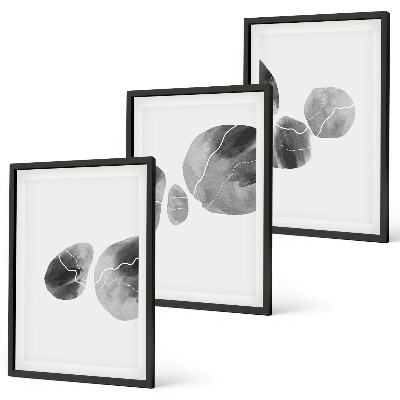 Set of 3 framed wall art pieces Abstract art paint splashes