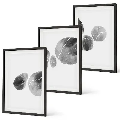 Abstract art paint splashes set of 3 framed wall art pieces