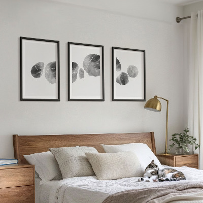 Set of 3 framed wall art pieces Abstract art paint splashes