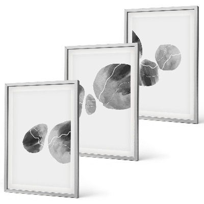Set of 3 framed wall art pieces Abstract art paint splashes