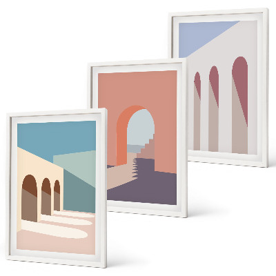 Wall art set Pastel architectural graphics
